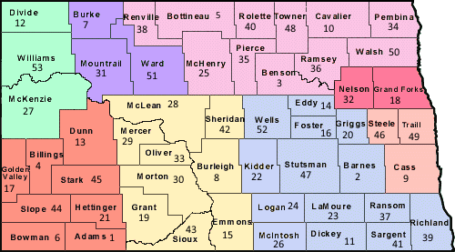 North Dakota Judicial Districts map